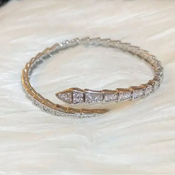 Serpenti Snake Crystal Silver Cuff Bracelet - Picture 2 of 16